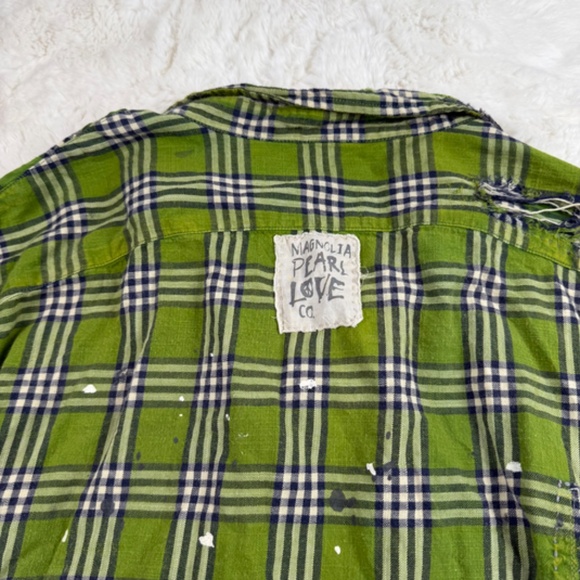 Magnolia Pearl Adison Workshirt in Ceylon Green Plaid Button & Snap Up High Low - Picture 8 of 8